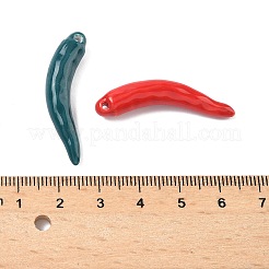 手作りの磁器のペンダント  唐辛子のチャーム  ミックスカラー  33.5~35x7x6.5mm  穴：1.4~1.5mm&nbsp;PORC-C009-02