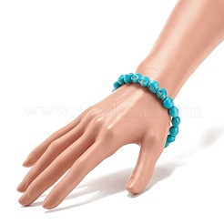 Synthetic Turquoise(Dyed) Skull Stretch Bracelet&nbsp;BJEW-JB08068-01