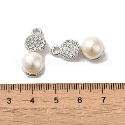 ラインストーン ペンダント付き合金  ABSの模造パールと  フラットラウンドのチャーム  プラチナ  23.5x10x10.5mm  穴：2.2mm&nbsp;FIND-B032-26P