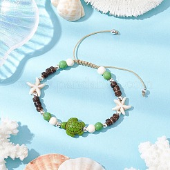 Synthetic Turquoise Braided Bead Bracelets&nbsp;BJEW-JB11093
