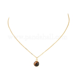 天然混合石のペンダントネックレス  304ステンレススチールアズキチェーンネックレス  ゴールドカラー  15.79インチ（40.1cm）&nbsp;NJEW-JN05489-02