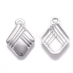 変色しにくい304ステンレススチールペンダント  菱形  ステンレス鋼色  13x9x0.5mm  穴：1.2mm&nbsp;STAS-G227-03P