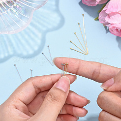 真鍮のボールヘッドピン  ニッケルフリー  プラチナメッキ  20x0.6mm  ヘッド：2mm&nbsp;KK-YW0004-03A-P