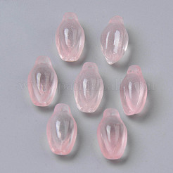 透明スプレー塗装ガラスペンダント  模造ヒスイのペンダント  つぼみ  ピンク  15x8.5x7.5mm  穴：1.2mm&nbsp;GLAA-S190-016F-04