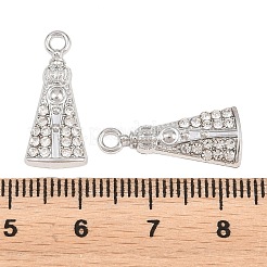 合金ペンダント  クリスタルラインストーン付き  タワーチャーム  ラックめっき  プラチナ  21x9x3mm  穴：2mm&nbsp;FIND-C095-14P-01