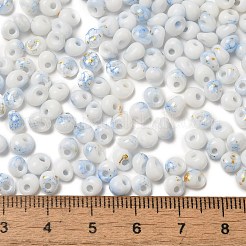 焼付塗装ガラスシードビーズ  丸い穴  ティアドロップ  コーンフラワーブルー  5~5.5x4~5x3~3.5mm  穴：1.2mm  約55個/10g&nbsp;X1-SEED-F006-01A-02