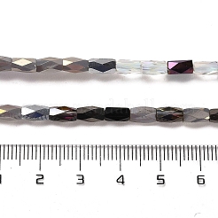 電気メッキガラスビーズセット  多面カット  コラム  ブラック  7x3.5mm  穴：0.8mm  約80個/連  18.31''（46.5センチメートル）&nbsp;EGLA-D030-07C