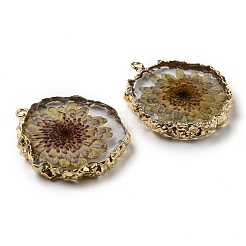 Inner Dried Flower Resin Pendants&nbsp;RESI-P028-02KCG-05