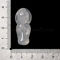 天然カルセドニー彫刻ペンダント  仏のチャーム  35.5x16x8mm  穴：1mm&nbsp;G-K349-04A