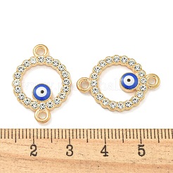 合金ブルーエナメルイーブルアイコネクタチャーム  クリスタルラインストーンリンク  ゴールドカラー  リング  24x17x3mm  穴：2mm&nbsp;ENAM-S003-03E