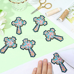 コンピューター刺繍布粘着パッチ10枚  パッチにこだわる  マスクと衣装のアクセサリー  アップリケ  クロス  73x55x2mm&nbsp;DIY-GF0011-73A