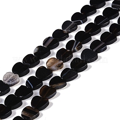 天然石黒瑪瑙ビーズ連売り  染め＆加熱  ハート  10x10.5x3mm  穴：0.7mm  約41~42個/連  15.55''~15.94''（39.5~40.5センチメートル）&nbsp;G-NH0011-G04-01