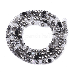 電気メッキガラスビーズセット  パール光沢メッキ  多面カット  ロンデル  ブラック  3x2.5mm  穴：0.7mm  約188~190個/ 16.93インチ〜17.71インチ（43~45cm）&nbsp;X-EGLA-S192-001A-A01