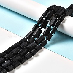 天然石ブラックトルマリンビーズ連売り  多面カット  コラム  10~20x9x9.5~15mm  穴：1mm  約20~28個/連  16~16.54インチ（41~42cm）&nbsp;G-F716-01
