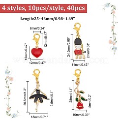 おとぎ話のテーマ合金エナメルペンダント装飾  カニカン付き  ハート/バラ/兵士/バレエダンサー  ミックスカラー  25~43mm  4スタイル  10個/スタイル  40個/セット&nbsp;HJEW-AB00452