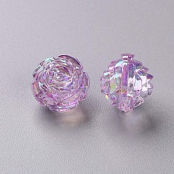 透明なアクリルビーズ  ABカラー  花  スミレ  18x16.5mm  穴：2.5mm&nbsp;X-TACR-S154-31C-935