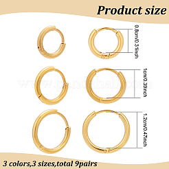 18PCS 3 Size 3 Colors Brass Huggie Hoop Earrings for Women&nbsp;EJEW-AN0003-25