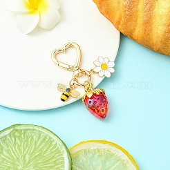 Resin Strawberry Pendant Decorations&nbsp;HJEW-YWC0001-02