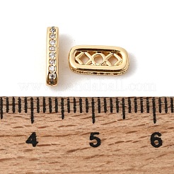 真鍮マイクロパヴェクリアキュービックジルコニアスペーサーバー  3穴  長方形  18KGP本金メッキ  10x4.5x2mm  穴：1.2mm&nbsp;KK-Z149-02G