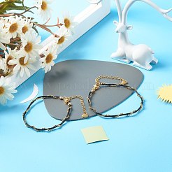 ナイロンコードと304ステンレススチールのボールチェーンブレスレット、カップル用  ブラック  7-1/8~7-5/8インチ（18~19.5cm）  2個/セット&nbsp;BJEW-JB06801-01