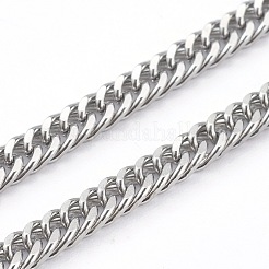 Non-Tarnish 304 Stainless Steel Diamond Cut Cuban Link Chain Necklaces&nbsp;NJEW-JN03368-03