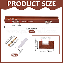長方形の木製ビニールレコード壁掛けホルダー  プラスチックプラグと鉄ネジ付き  ココナッツブラウン  320x42x20.5mm&nbsp;AJEW-WH0485-94