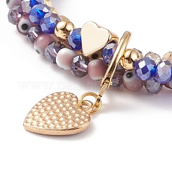 Round Glass Evil Eye Triple Layer Multi-strand Bracelet&nbsp;BJEW-JB08229-05