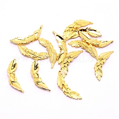 合金カボション  女性のためのネイルアートの装飾アクセサリー  葉  ゴールドカラー  19x6x2mm  約100個/袋&nbsp;MRMJ-WH0071-17-G
