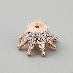 合金ラインストーンビーズ  クラウン  ローズゴールド  24~25.5x14mm  穴：2.2mm&nbsp;FIND-WH0173-272RG