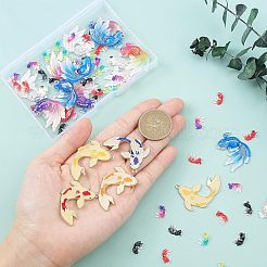 DIYジュエリー作りの発見キット  40個の樹脂カボションを含む  8本合金エナメルペンダント  16PCSアクリルパーツ  魚の形をした  ミックスカラー  64個/箱&nbsp;DIY-NB0006-65