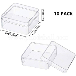 プラスチックビーズ収納ケース  正方形  透明  6x6x3cm  内径：5.6x5.6のCM  10個/箱&nbsp;CON-BC0005-56A