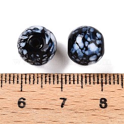 手作りランプワークビーズ  ラウンド  模造アラバスタービーズ  ブラック  9x10mm  穴：1.6mm&nbsp;LAMP-T023-05B