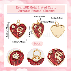 6Pcs Rack Plating Brass Micro Pave Cubic Zirconia Pendants&nbsp;KK-BBC0010-99