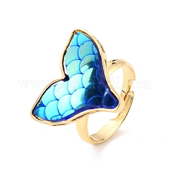 Mermaid Fishtail Resin Adjustable Finger Ring&nbsp;RJEW-C009-01A-02
