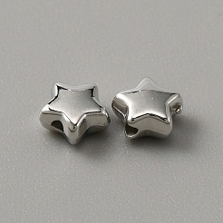 Absプラスチックビーズのめっき  スター  プラチナメッキ  5.5x6x3mm  穴：1mm  約1000個/袋&nbsp;FIND-TAC0005-49