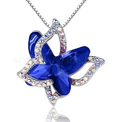 Butterfly Brass Pave Glass Birth Stone Pendant Necklaces&nbsp;FS-WG3BB0A-12