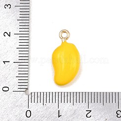 フルーツ合金エナメルペンダント  ゴールドカラー  マンゴー  19x9.5x5.5mm  穴：1.6mm&nbsp;ENAM-P264-02I-G