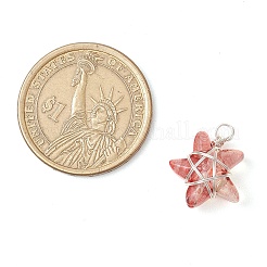 ガラスチャーム  スター  銅線と  銀  18x15.5x7.5mm  穴：2.5mm&nbsp;PALLOY-JF03249-02