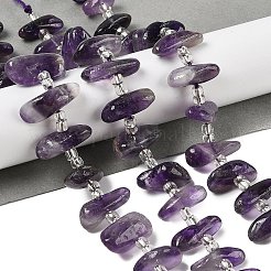 天然石アメジストビーズ連売り  ナゲット  4~8x13.5~22x5~12mm  穴：0.6mm  約17個/連  7.99''（20.3センチメートル）&nbsp;G-Q023-E01-01