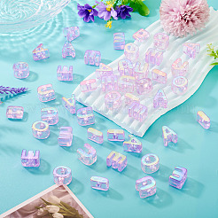 50Pcs 5 Styles UV Plating Rainbow Iridescent Acrylic Beads&nbsp;OACR-TA0004-67F