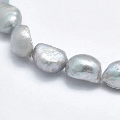 天然養殖淡水パールビーズ連売り  染め  オーバル  濃いグレー  8~10.5x6~8mm  穴：0.8mm  約39個/連  13.58インチ&nbsp;PEAR-K003-17