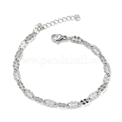 304ステンレススチール製ダップチェーンブレスレット（女性用）  イオンプレーティング（ip）  長持ちメッキ  ステンレス鋼色  6.69インチ（17cm）  リンク：9.5x4.5x1mm&nbsp;BJEW-D466-08B-P