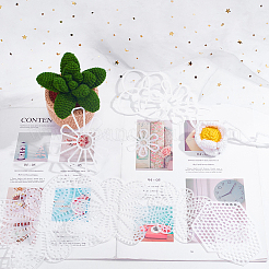 40枚 10スタイル 花と蝶と六角形のプラスチックメッシュキャンバスシート  刺繍用  アクリル毛糸クラフト  ニットとかぎ針編みのプロジェクト  ホワイト  11.2~138x11.2~85x1.4~1.5mm  穴：4x4mm  4個/スタイル&nbsp;DIY-WR0003-49