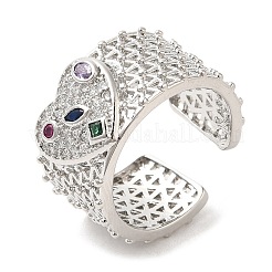 Rack Plating Brass Hollow Open Cuff Rings&nbsp;RJEW-R138-04P