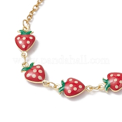 304 Stainless Steel & Brass Enamel Strawberry Link Bracelets & Necklaces Sets&nbsp;SJEW-JS01374