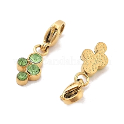 304 Stainless Steel Rhinestone Pendant Decorations&nbsp;STAS-M092-07G