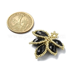 ガラスシードビーズ編みペンダント  葉  ミックスカラー  35.5x35.5x7.5mm  穴：1.5mm&nbsp;PALLOY-MZ00292