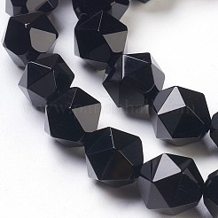 ナチュラルブラックオニキスビーズ連売り  多面カット  染め＆加熱  10x10mm  穴：1mm  約40個/連  15.7インチ&nbsp;G-K282-01C