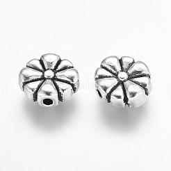 チベット風合金ビーズ  花  アンティークシルバー  10x9x3.5mm  穴：1mm  鉛フリー＆カドミウムフリー&nbsp;X-LF9272Y
