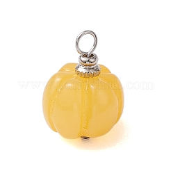 不透明樹脂の野菜ペンダント  304ステンレススチールループ付き秋のカボチャチャーム  きいろ  19x13x13mm  穴：3mm&nbsp;PALLOY-JF02766-02
